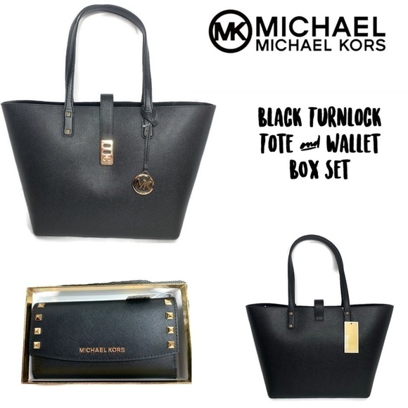 Michael Kors Black Leather Bag & Wallet Set Karson - Picture 3 of 6